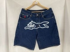 BILLIONAIRE BOYS CLUB ICECREAM RUNNING DOG DENIM SHORTS IN COLOUR INDIGO- SIZE 34- RRP £125