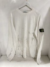 STONE ISLAND ROUND CREW NECK PULLOVER COTTON JUMPER WHITE - SIZE 3 XL - RRP £535