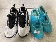 2 X ASSORTED ADULTS NIKE TRAINERS TO INCLUDE NIKE 2K ZOOM IN BLACK AND WHITE SIZE 4