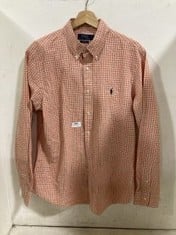 POLO RALPH LAUREN CHEQUERED ORANGE SLIM FIT SHIRT SIZE L