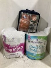 3 X ASSORTED BEDDING ITEMS TO INCLUDE SLUMBERDOWN KINGSIZE DUVET 10.5 TOG