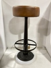 NARWANA LEATHER ROUND STOOL - AGED LEATHER & IRON - 75 X 30CM (DIA) - ITEM NO. NS0303 - RRP £250