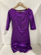 HOTSQAUSH LONDON SEQUIN DRESS IN PURPLE SIZE 8