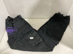 CORTEIZ GUERILLAZ CARGO TROUSERS BLACK / PURPLE - SIZE L - RRP £300