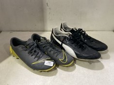 NIKE MERCURIAL FOOTBALL BOOTS GREY / YELLOW - SIZE 7 TO INCLUDE PUMA ESITO FOOTBALL BOOTS BLACK/ WHITE - SIZE 12