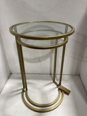 NKUKU IRON & GLASS SIDE TABLE SET IN BRASS SET OF TWO - RRP £220