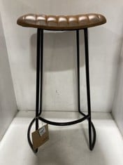 NKUKU NARWANA RIBBED LEAHTER STOOL IN AGED LEATHER & IRON - RRP £225