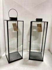 2 X NKUKU SIA LANTERNS IN ANTIQUE BLACK - 58 X 20 X 20 CM