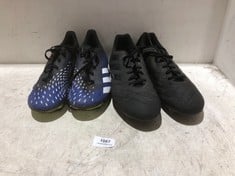 ADIDAS BLUE/BLACK/WHITE FOOTBALL BOOTS - SIZE 8.5 TO INCLUDE ADIDAS BLACK FOOTBALL BOOTS - SIZE 10