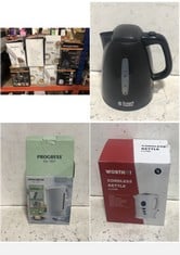 8 X ASSORTED KITCHEN ITEMS TO INCLUDE RUSSELL HOBBS KETTLE BLACK - MODEL NO. 21271