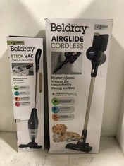 BELDRAY 2-IN-1 CORDLESS STICK VACUUM CLEANER TO INCLUDE BELDRAY AIRGLIDE CORDLESS VACUUM CLEANER