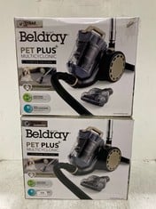 2 X BELDRAY PET PLUS+ MULTICYCLONIC TITANIUM EDITION CYLINDER VACUUM CLEANER