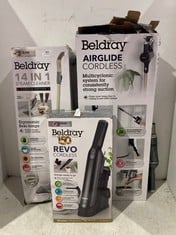 3 X ASSORTED ITEMS TO INCLUDE BELDRAY 14-IN-1 PLATINUM EDITION STEAM CLEANER