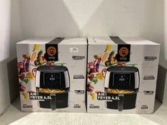 2 X MASTERCHEF 4.5L DIGITAL AIR FRYER BLACK