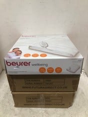 3 X ASSORTED ITEMS TO INCLUDE BEURER WELLBEING HEATED MATTRESS COVER WITH SOFT WASHABLE FLEECE DOUBLE TS 15