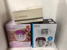 3 X ASSORTED ITEMS TO INCLUDE HOMEDICS LUXURY NAIL CARE FOOT SPA WITH RELAXING HYDRO-MASSAGE