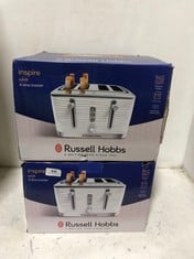 2 X RUSSELL HOBBS INSPIRE WHITE 4 SLICE TOASTER