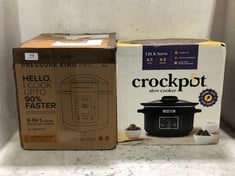 CROCKPOT 4.7L OVAL LIFT & SERVE SLOW COOKER TO INCLUDE DREW & COLE PRESSURE KING PRO 3L 8-IN-1 DIGITAL PRESSURE COOKER