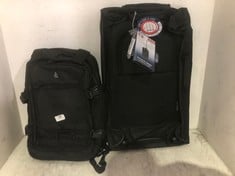 CITIES CARRY ON TROLLEY TRAVEL BAG IN BLACK 55 X 35 X 20CM TO INCLUDE AEROLITE TRAVEL BACKPACK IN BLACK