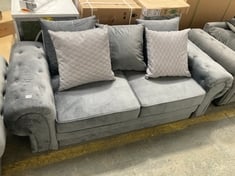 ROMEO TWO SEATER VELVET SOFA IN GREY WITH SCATTER CUSHIONS - RRP £599