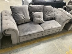 JULIA THREE SEATER VELVET SOFA IN GREY - RRP £599