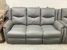 EMILY THREE SEATER RECLINER IN GREY LEATHER - RRP £1399