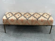 NKUKU KESU KILIM AND IRON BENCH IN NATURAL - RRP £550