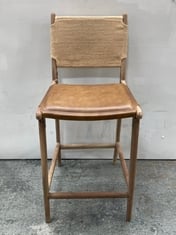 NKUKU NAYAN COUNTER CHAIR IN LEATHER/JUTE IN TAN - RRP £375