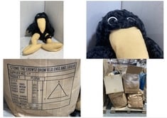 APPROX 104 STONE THE CROWS ITEMS TO INCLUDE 40 X STONE THE CROWS CROW RUCKSACK - RAG UN MUFFIN - HEIGHT 50CM - ITEM RRP £33 AND 64 X STONE THE CROWS SM.SWINGBIRD MOBILE-NAT.GARDEN - HEIGHT 45CM - ITE