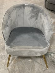 GREY VELVET DINING CHAIR WITH GOLD LEGS