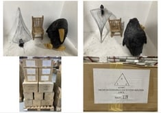 APPROX 312 STONE THE CROWS ITEMS TO INCLUDE 276 X STONE THE CROWS TWIG CHAIR - BEAN BAG CROWS - HGT 26CM - ITEM RRP £5 AND 24 X STONE THE CROWS MEDIUM HANGING FAN VOTIVE HOLDER - HGT 35CM - ITEM RRP