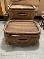 3 X STONE THE CROWS WICKER STORAGE BASKETS