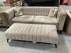 MARY 3 SEATER SOFA WITH LARGE FOOTSTOOL IN MINK VELVET - TOTAL LOT RRP £1406