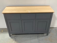 JOHN LEWIS ANYDAY WILTON 3 DRAWER 3 DOOR SIDEBOARD IN DARK GREY / OAK - RRP £399 (KERBSIDE PALLET DELIVERY)