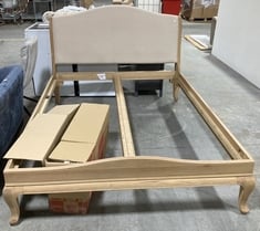 JOHN LEWIS DOUBLE BED IN NATURAL WOOD AND FABRIC (KERBSIDE PALLET DELIVERY)