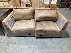 2 X HUNTSMAN CORNER SOFA PART IN UTAH BLONDE LEATHER (PARTS ONLY)