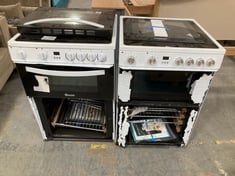 HISENSE ELECTRIC COOKER HDE3211BWUK IN WHITE TO INCLUDE SWAN 60CM WIDE DOUBLE OVEN ELECTRIC COOKER WITH CERAMIC HOB IN WHITE SX16730W RRP £449 (KERBSIDE PALLET DELIVERY)