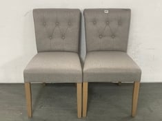 JOHN LEWIS SET OF 2 BUTTON BACK DINNING CHAIRS IN LIGHT GREY RRP £229