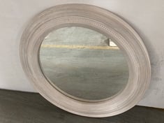 JOHN LEWIS HAND-CARVED COASTAL ROUND WOOD FRAME WALL MIRROR 80CM IN WHITE WASH £140