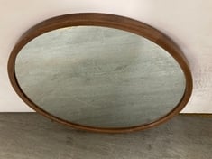 JOHN LEWIS SLIM SOLID OAK WOOD ROUND WALL MIRROR IN WALNUT £160