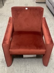 JOHN LEWIS BLOCKY ARMCHAIR RUST VELVET - 43407908 - RRP £499