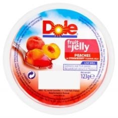 DOLE FRUIT IN JELLY PEACHES IN STRAWBERRY FLAVOUR JELLY, 123G BB: 01/12/24 (20 POTS PER BOX 18 BOXES).