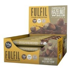 15 X FULFIL VITAMIN AND PROTEIN BARS (15 X 55 G BARS), CHOCOLATE HAZELNUT WHIP FLAVOUR, 20 G HIGH PROTEIN, 9 VITAMINS, LOW SUGAR BB: 19/09/24.