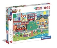 QTY OF ITEMS TO INCLUDE X12 ASSORTED PUZZLES TO INCLUDE CLEMENTONI - 23766 - SUPERCOLOR PUZZLE BUSY TOWN - 104 MAXI PIECES - JIGSAW PUZZLE FOR KIDS AGE 4, SCHMIDT 56270 WILD ANIMAL BABIES GAME, MULTI