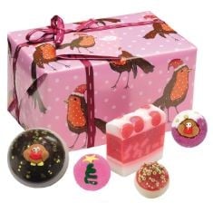 X20 BOMB COSMETICS ROCKIN' ROBIN HANDMADE WRAPPED BATH AND BODY GIFT PACK, CONTAINS 5-PIECES, 350 G [CONTENTS MAY VARY].