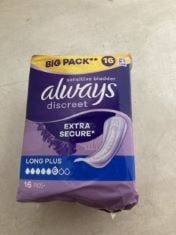 32 X ALWAYS DISCREET SANITARY PADS.