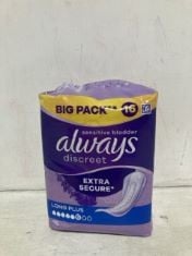 30 X ALWAYS DISCREET SANITARY PADS.