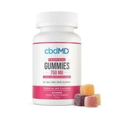 13 X CBDMD TROPICAL GUMMIES 750MG - CBD CHEWABLE SWEETS, HIGH STRENGTH GUMMY CANDIES, INFUSED WITH BROAD-SPECTRUM HEMP EXTRACT, NO THC, TROPICAL MIX FLAVOUR, 30 COUNT BB:11/24.