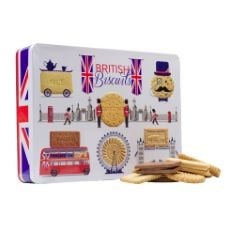 18 X BRITISH BISCUITS GIFT SET - CHRISTMAS BISCUIT TIN, LUXURY ASSORTED BISCUITS SELECTION BOX, FESTIVE BISCUITS SOUVENIRS TIN BISCUIT BOX - NOVELTY BRITISH GIFTS FOR MEN AND WOMEN, HAMPER TINS 350G