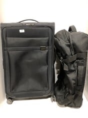 SAMSONITE TRAVEL CASE BLACK FABRIC MEDIUM/LARGE SPINNER TO INCLUDE JOHN LEWIS TRAVEL BAG 2-WHEELER BLACK MEDIUM/LARGE